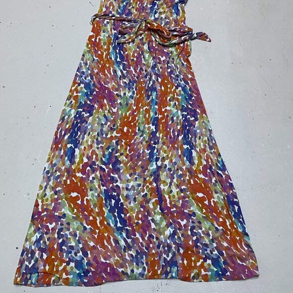 Three Dots Dress Womens Medium Maxi Multicolored Sleeveless Drawstring Racerback - Picture 2 of 14